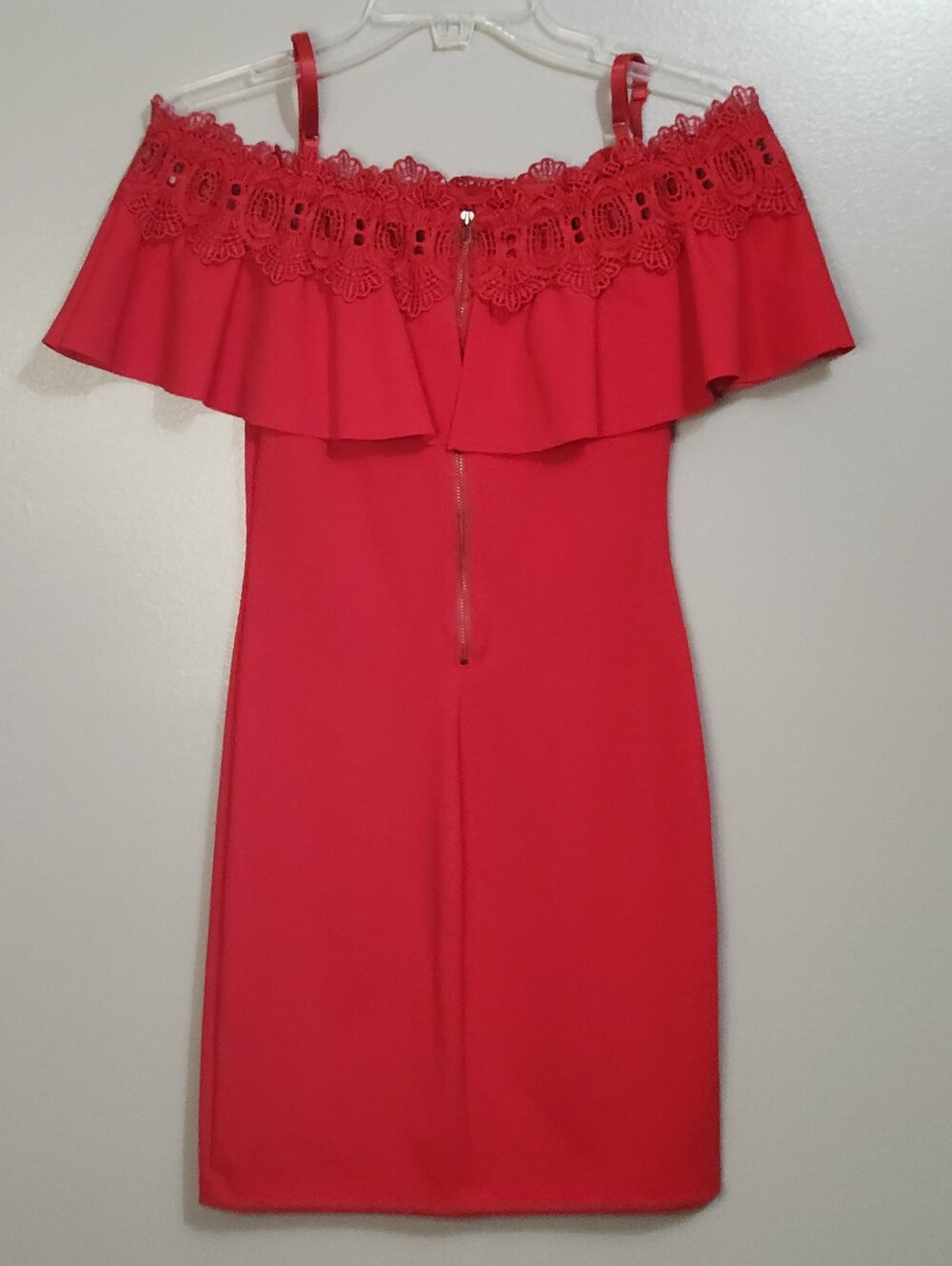 By&By Red Off-Shoulder Ruffle Mini Dress Size 3 - Picture 5 of 10
